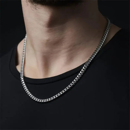 Classic stainless steel six-sided polished necklace + gift box + card holder
