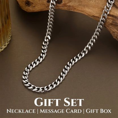 Classic stainless steel six-sided polished necklace + gift box + card holder