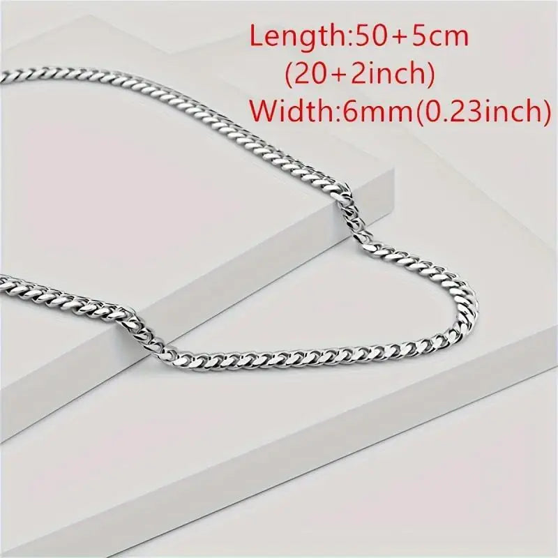 Classic stainless steel six-sided polished necklace + gift box + card holder