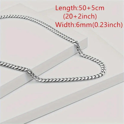 Classic stainless steel six-sided polished necklace + gift box + card holder