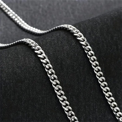 Classic stainless steel six-sided polished necklace + gift box + card holder