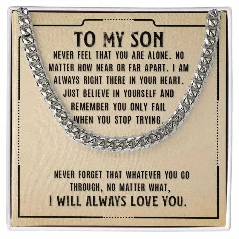 Classic stainless steel six-sided polished necklace + gift box + card holder